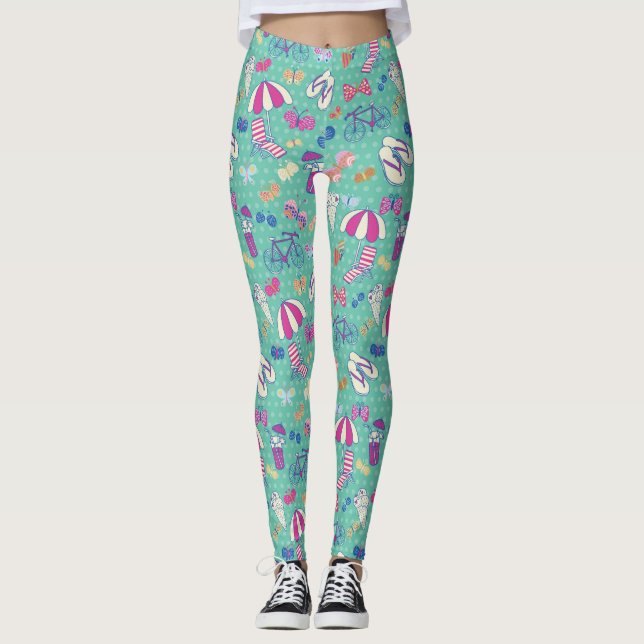 Leggings Modelo hermoso con los elementos del verano (Anverso)