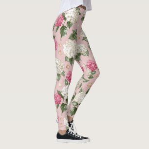 Leggings Modelo inconsútil floral del Hydrangea rosado