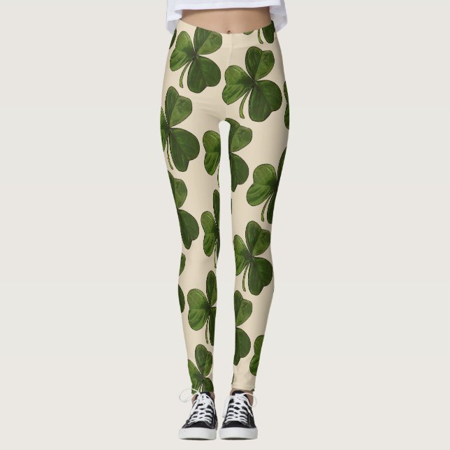 Leggings Modelo irlandés verde del trébol de la primavera (Anverso)