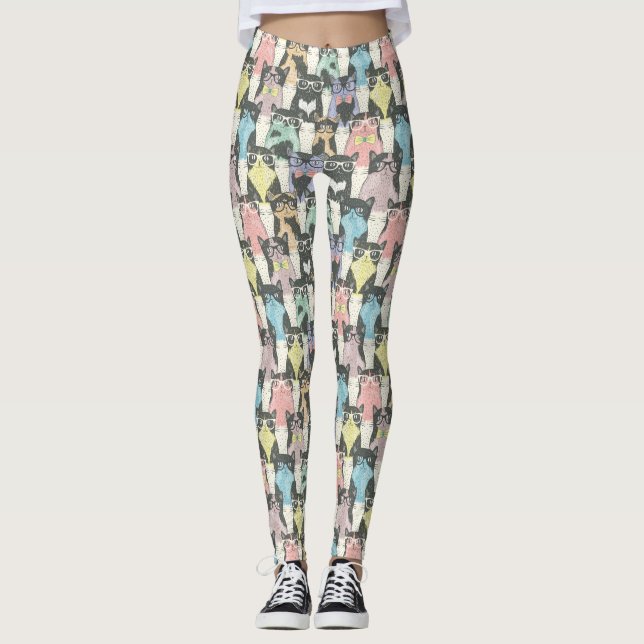 Leggings Modelo lindo de los gatos del inconformista (Anverso)