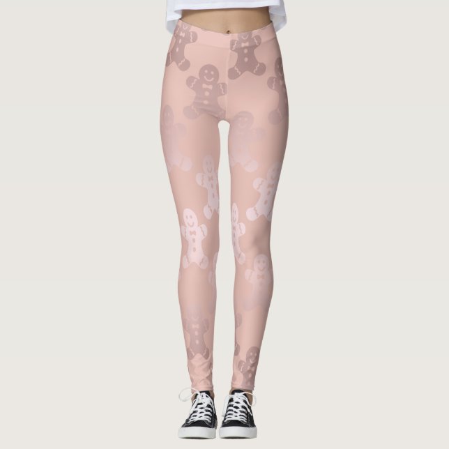 Leggings Modelo lindo del hombre de pan de jengibre del oro (Anverso)