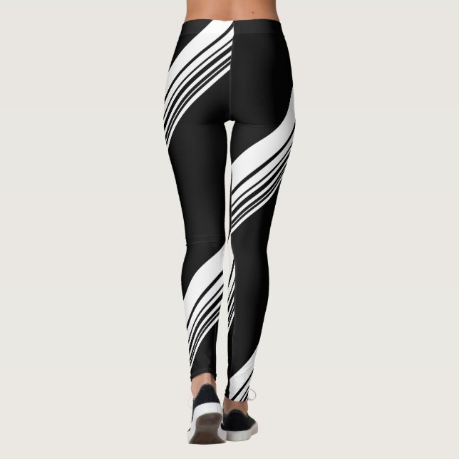 Leggings Modelo moderno blanco negro elegante diy (Reverso)