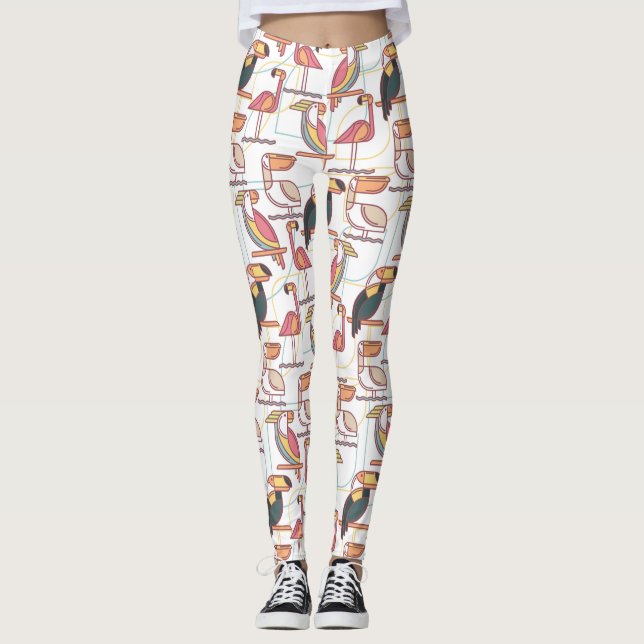 Leggings Modelo moderno con los pájaros tropicales (Anverso)