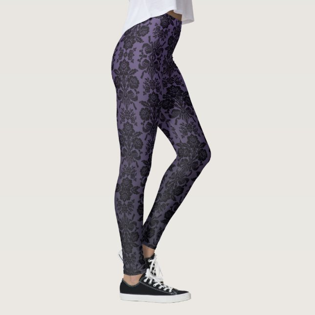 Leggings Modelo negro del damasco del cordón (Derecha)