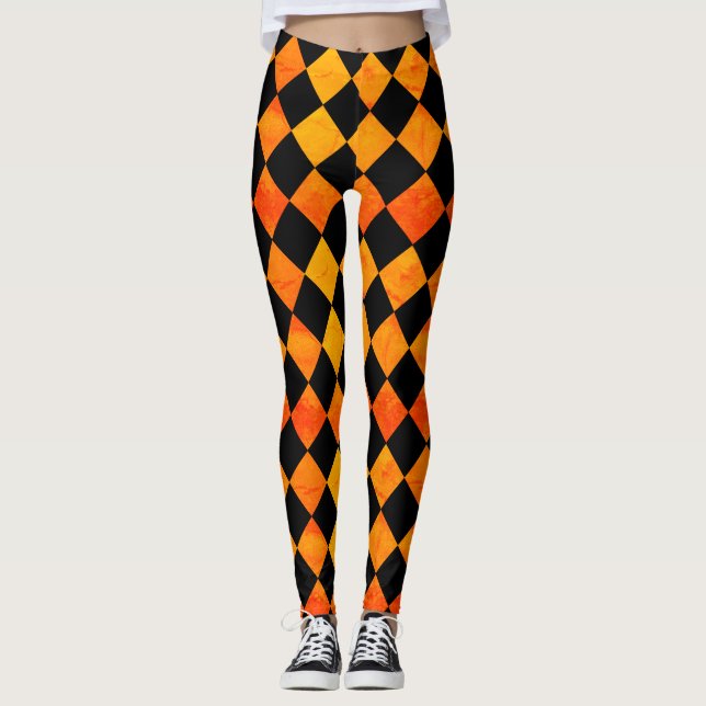 Leggings Modelo negro y anaranjado de Halloween (Anverso)