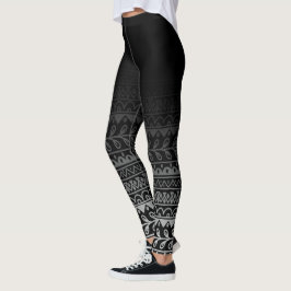 Leggings Modelo negro y blanco del Doodle debajo de Ombre