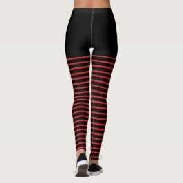 Leggings Modelo negro y rojo de las rayas rayado