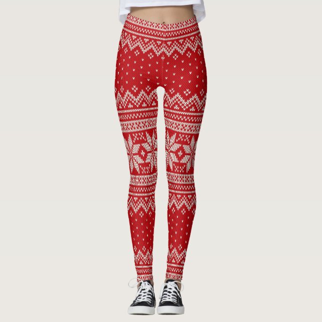 Leggings Modelo que hace punto del suéter del navidad - (Anverso)