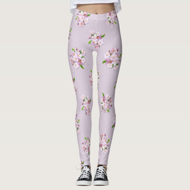 Leggings Modelo retro floral de la primavera (Anverso)