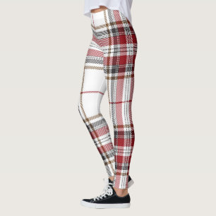 Leggings Modelo rojo de la tela escocesa de tartán y blanc