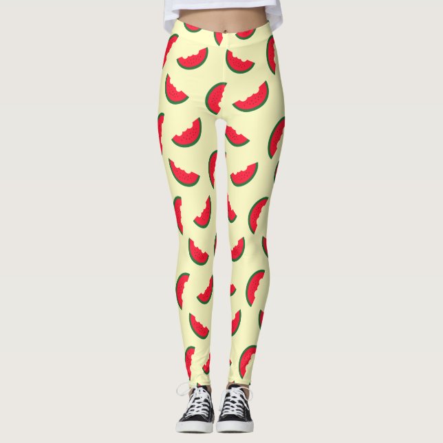 Leggings Modelo rojo del amarillo de la sandía de la (Anverso)