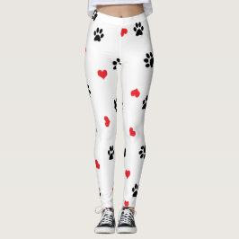 Leggings Modelo rojo del corazón de la pata negra clara