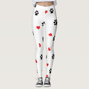 Leggings Modelo rojo del corazón de la pata negra clara