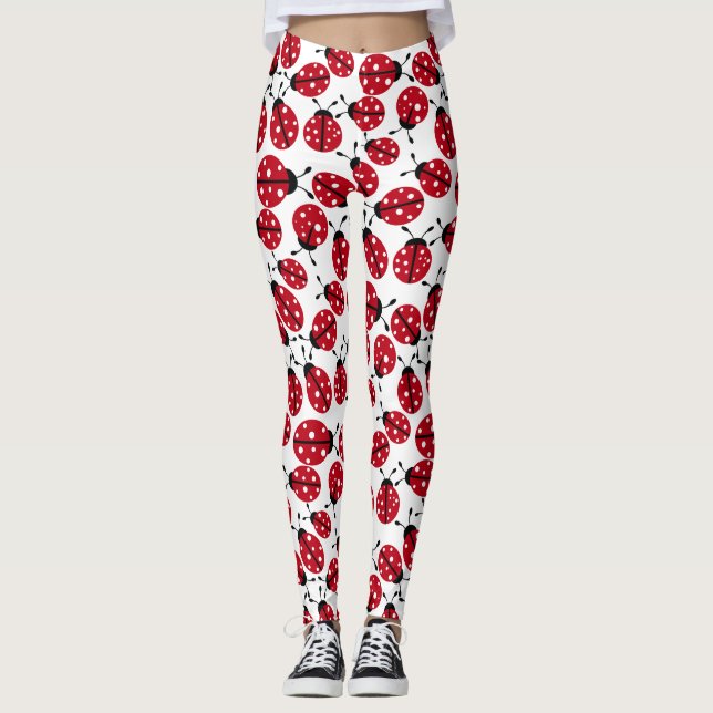Leggings Modelo rojo lindo de las mariquitas (Anverso)