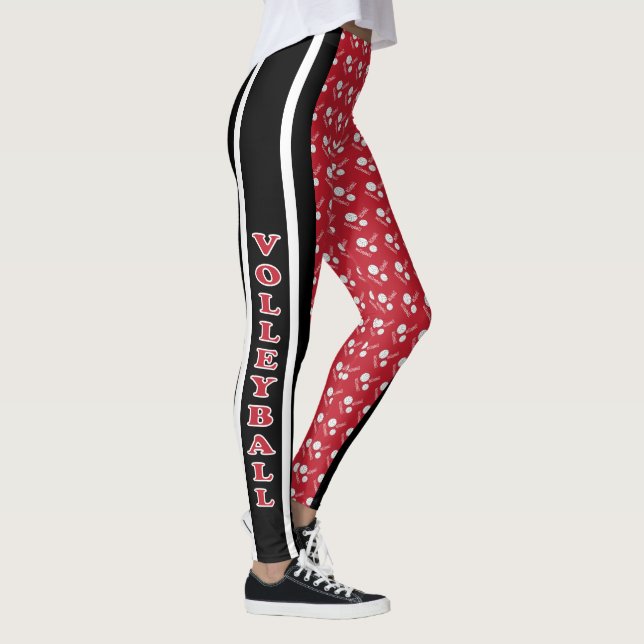 Leggings Modelo rojo oscuro, blanco y negro del voleibol (Derecha)