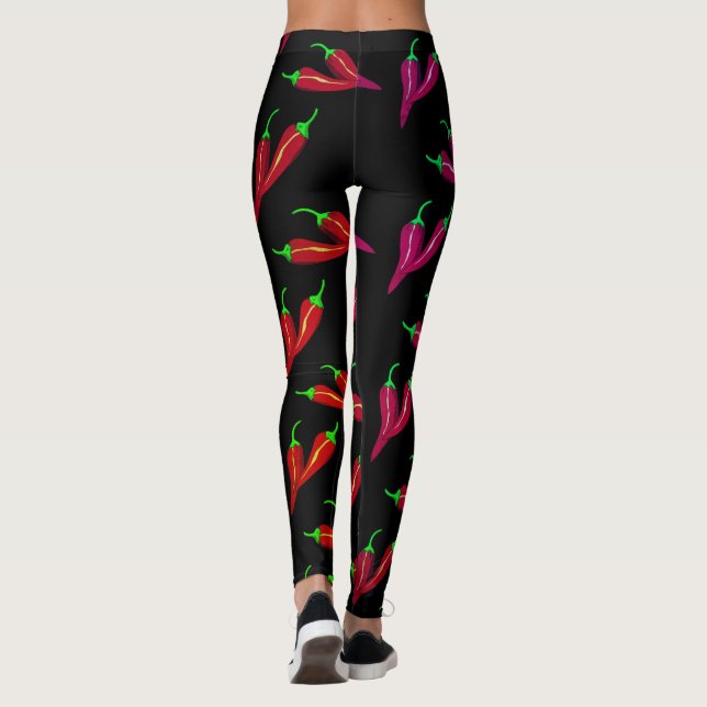 Leggings Modelo rojo picante del chile, pimientas en el (Reverso)