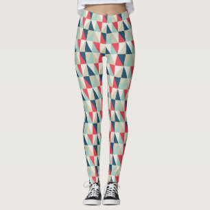 Leggings Modelo rojo y azul geométrico retro de los