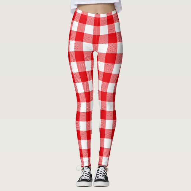 Leggings Modelo rojo y blanco del control del búfalo (Anverso)