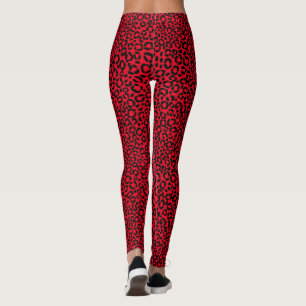 Leggings Modelo rojo y negro salvaje de la piel del