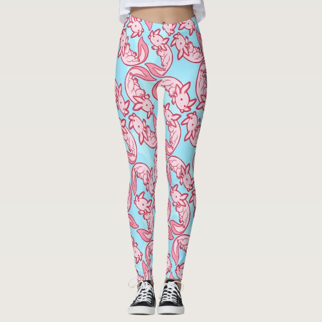 Leggings Modelo rosado Chido del Axolotl de Chibi (Anverso)