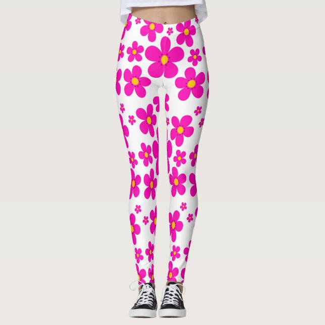 Leggings Modelo rosado floral retro (Anverso)
