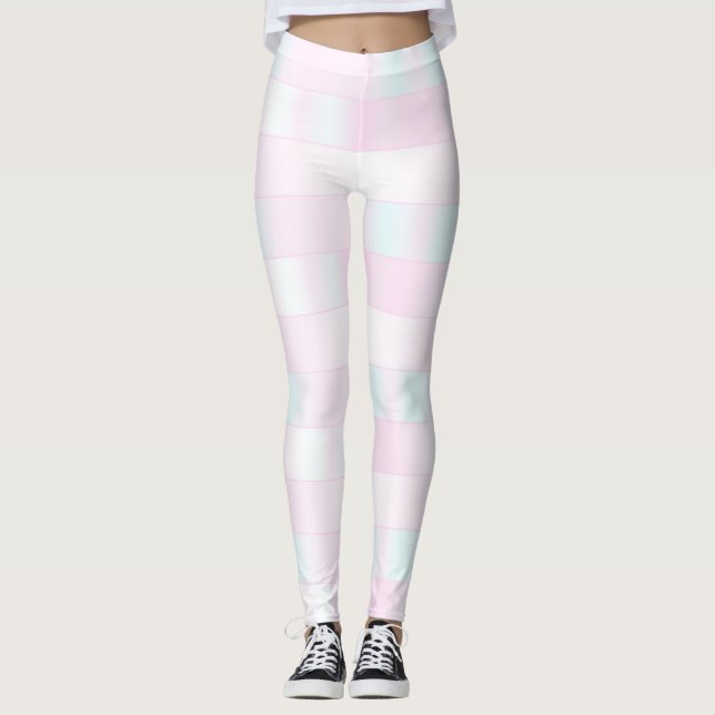 Leggings Modelo rosado iridiscente de la raya (Anverso)