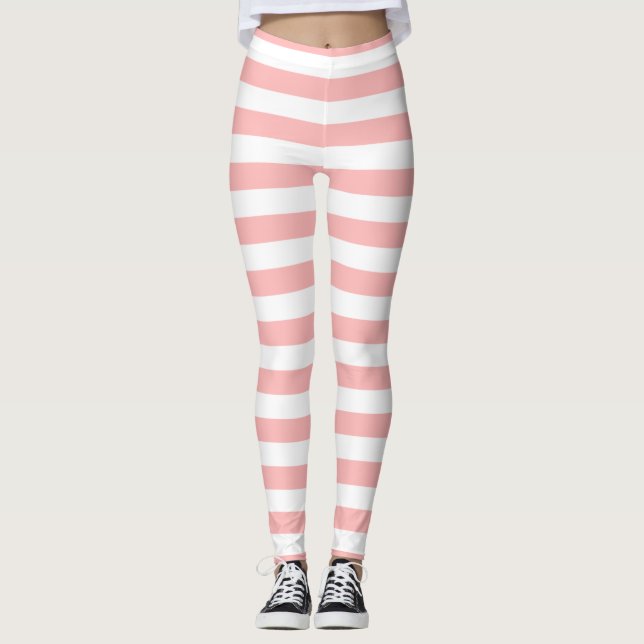 Leggings Modelo rosado y blanco de la raya (Anverso)