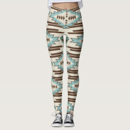 Leggings Modelo tribal azteca verde azulado de Brown