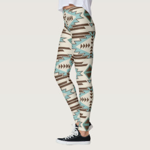 Leggings Modelo tribal azteca verde azulado de Brown
