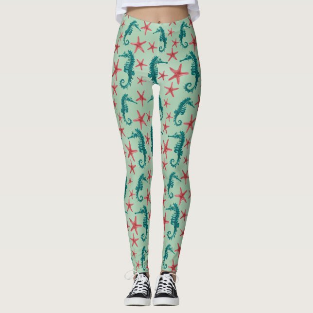 Leggings Modelo verde azulado 2 del Seahorse (Anverso)