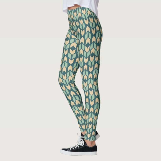 Leggings Modelo verde azulado geométrico al aire libre de (Izquierda)