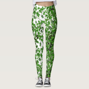 Leggings Modelo verde de la hiedra en blanco
