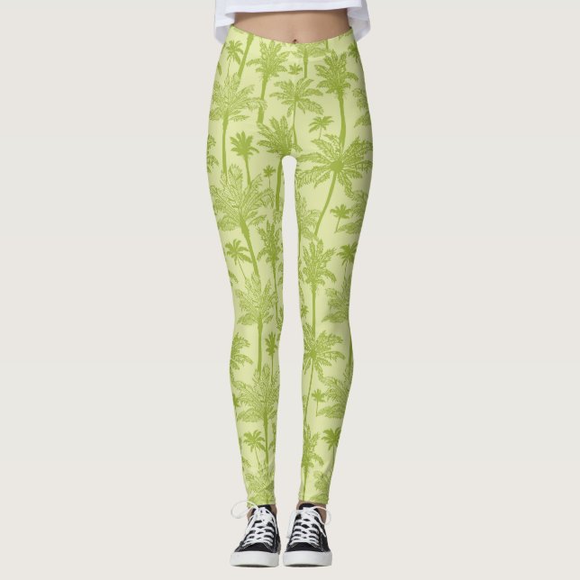 Leggings Modelo verde de las palmeras (Anverso)