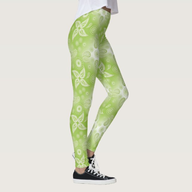 Leggings Modelo verde del verano de Paisley (Derecha)