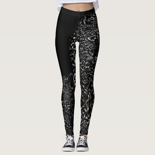 Leggings Modelos Big Cat: Leopardo de nieve y cubo 01-03 (Anverso)