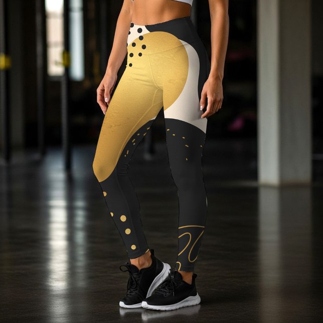 Leggings Modern Abstract Black and Gold Organic Pattern (Subido por el creador)