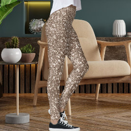 Leggings Modern Brown Tan Purpurina Textura Patrón sin inco