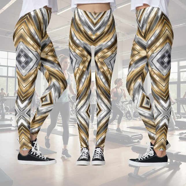 Leggings Modern, cool, chic, silver and gold stripe pattern (Subido por el creador)