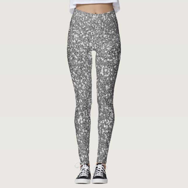 Leggings Modern Cute Grey Glitter Sparkle Pattern Fun Gift  (Anverso)