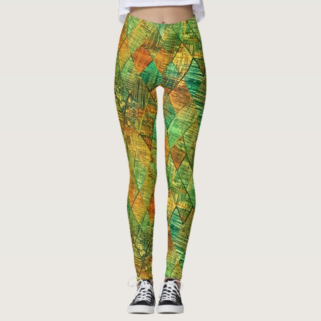 Leggings Modern Decorative Geometric Stained Glass (Anverso)