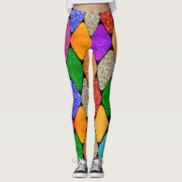 Leggings Modern Harlequin Pattern Sparkly Mardi Gras 