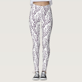 Leggings Modern Minimalist Dark Plum White Floral