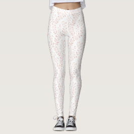 Leggings Modern Minimalist Dusty Rose White Floral 