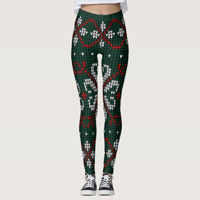 Leggings Modern Ornate Knitted Christmas Pattern Women Gift (Anverso)
