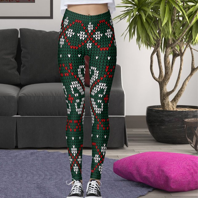 Leggings Modern Ornate Knitted Christmas Pattern Women Gift (Subido por el creador)