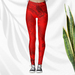 Leggings Modern Red Swirl
