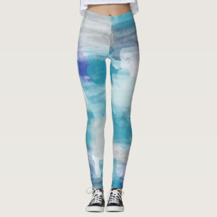 Leggings Moderna acuarela turquesa y gris acuarela Resumen