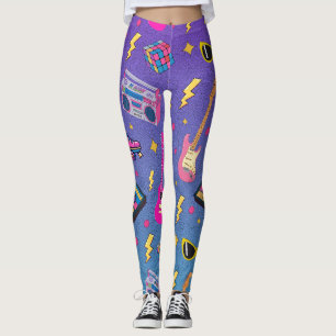 Leggings Moderna Bonito estilo años 80 Neon Púrpura Rosa