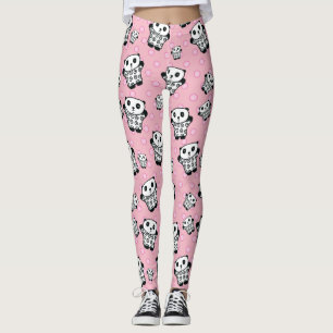 Leggings Moderna diversión Pink Panda Bear Polka Dot