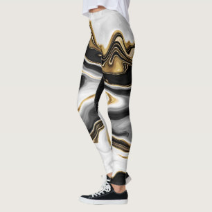Leggings Moderna estética de pintura de mármol dorado